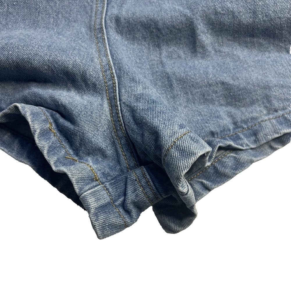Denim Tie-Strap Jean Shorts Romper - Blue - Picture 8 of 8